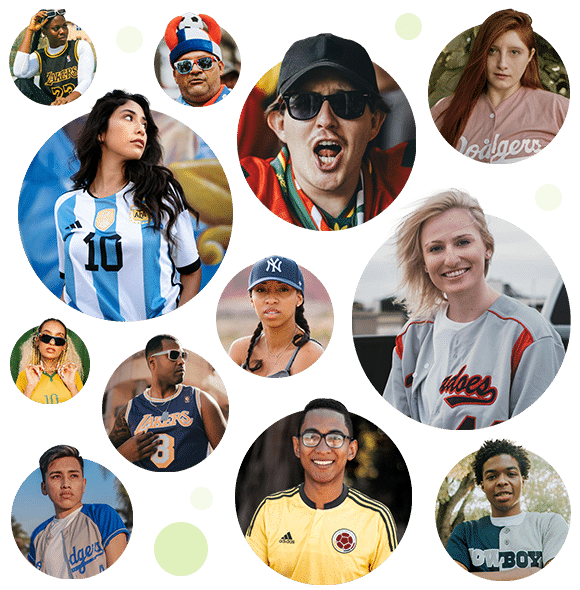 Diverse mix of sports customers in their environments