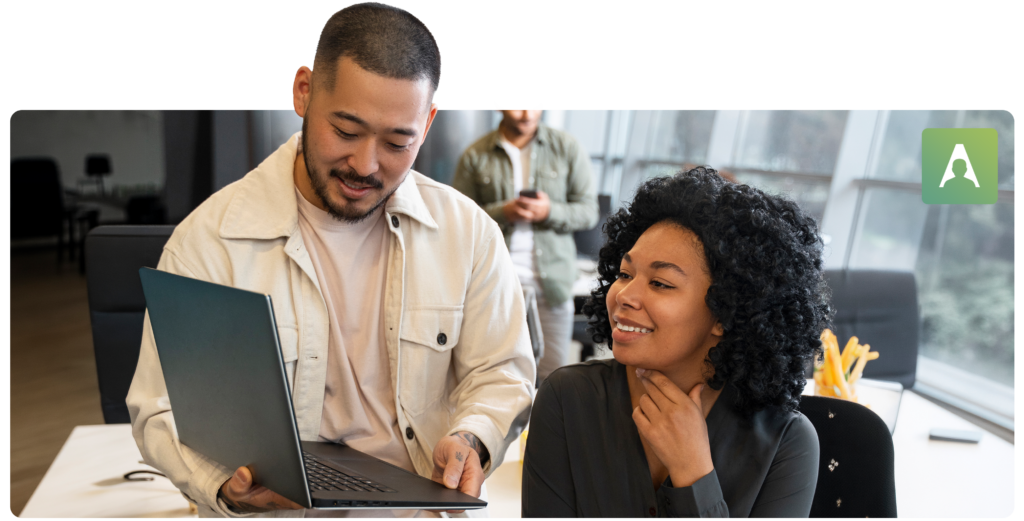 man sharing the future of data freedom on laptop
